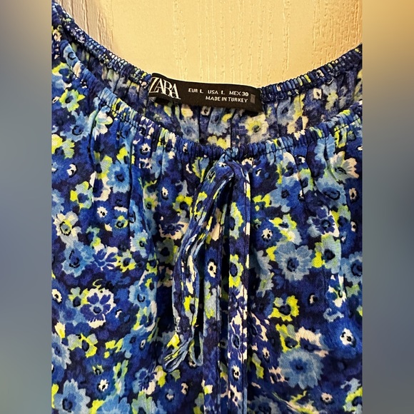 ZARA RUFFLED PRINT JUMPSUIT SIZE L - Picture 3 of 5